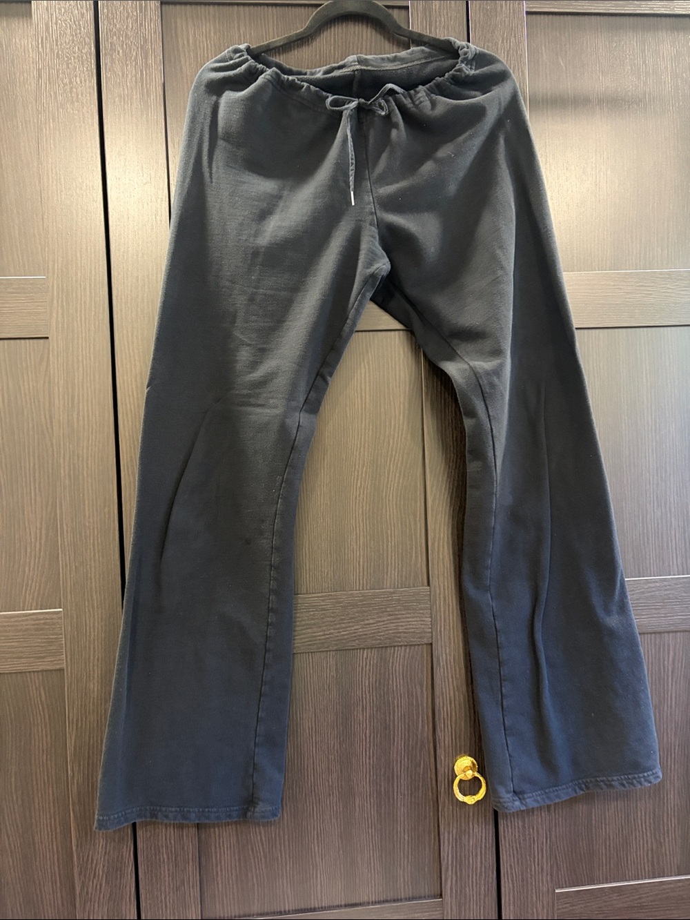 Classic Black Drawstring Fleece Lounge Pants Size L, Tall